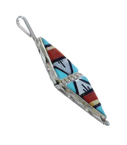 Zuni Indian Sterling Silver And Multicolor Inlay Pendant AX129419